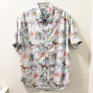 Rainbow Rules Men's Button Down Short Sleeve Shirt - Disney Carousel - Size XL
